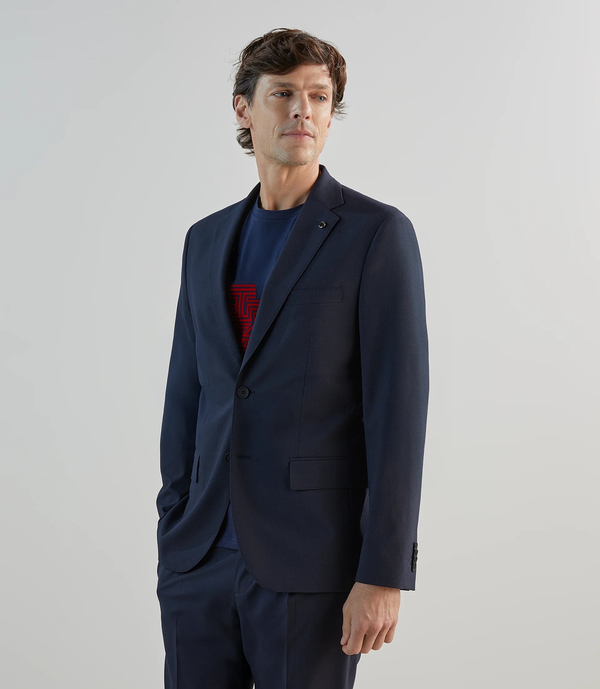 Veste ville tissu armuré marine - IZAC