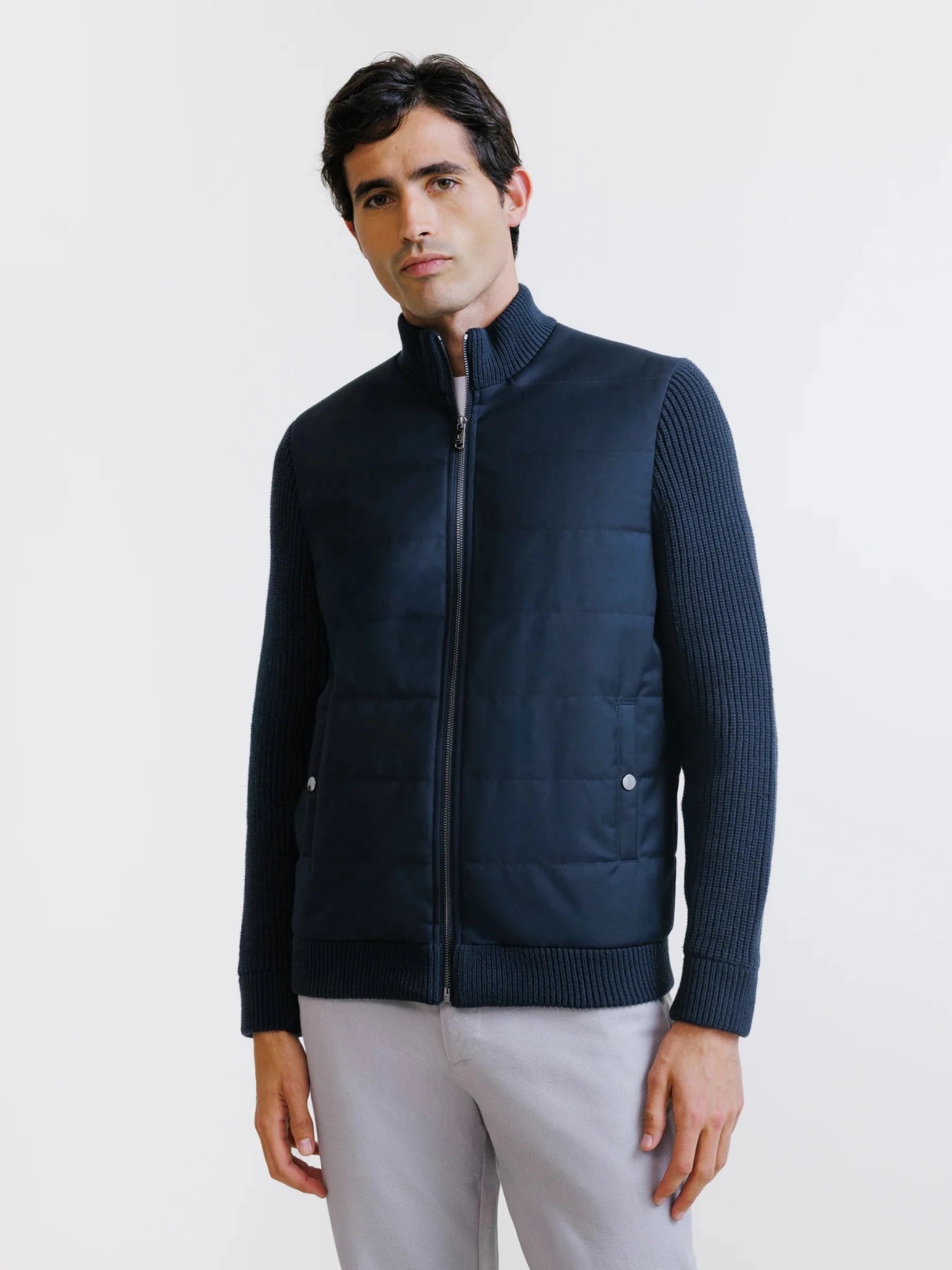 Gilet zippé bi-matière marine - IZAC