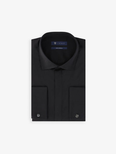 Chemise en satin de coton noir - IZAC
