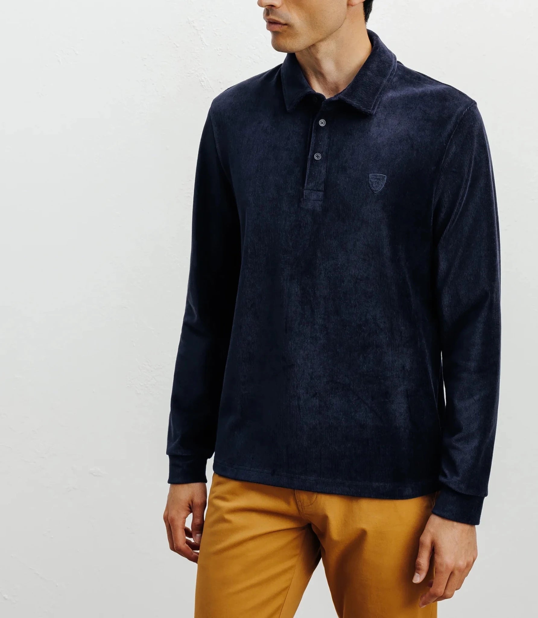 Polo boutonné manches longues marine - IZAC
