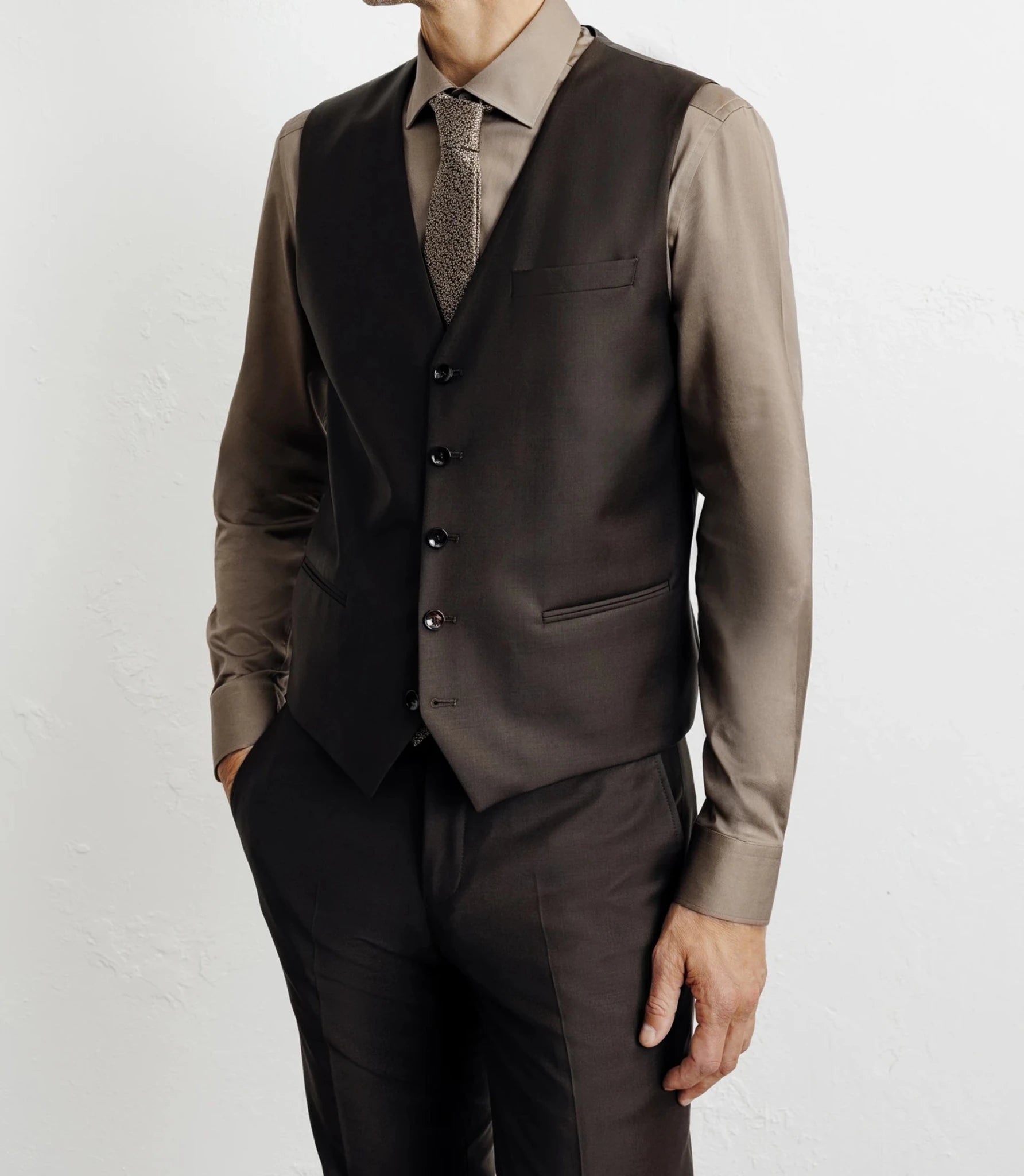 Gilet ville avec laine majoritaire marron - IZAC