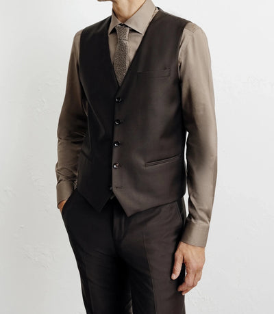 Gilet ville avec laine majoritaire marron - IZAC