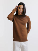 Pull en laine col rond tabac - IZAC
