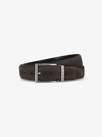 Ceinture réversible en cuir nubuck marron - IZAC