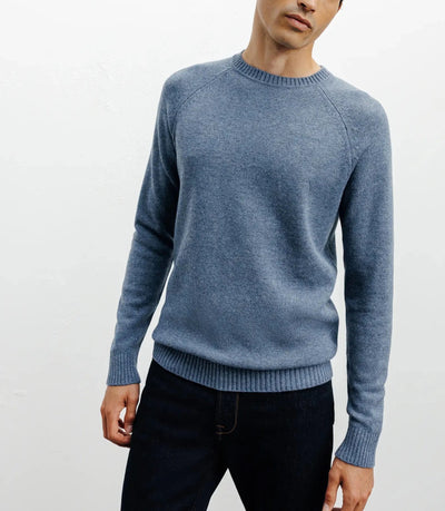 Pull en laine col rond indigo - IZAC