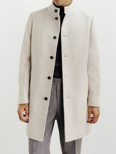 Manteau ville à col mao beige - IZAC