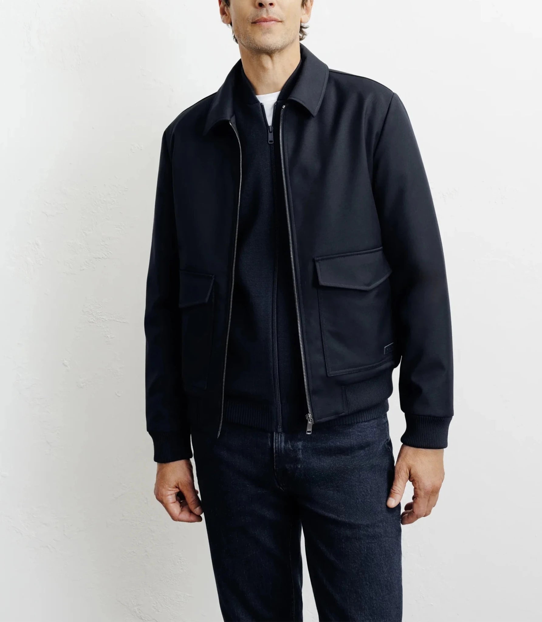Blouson col chemise marine - IZAC