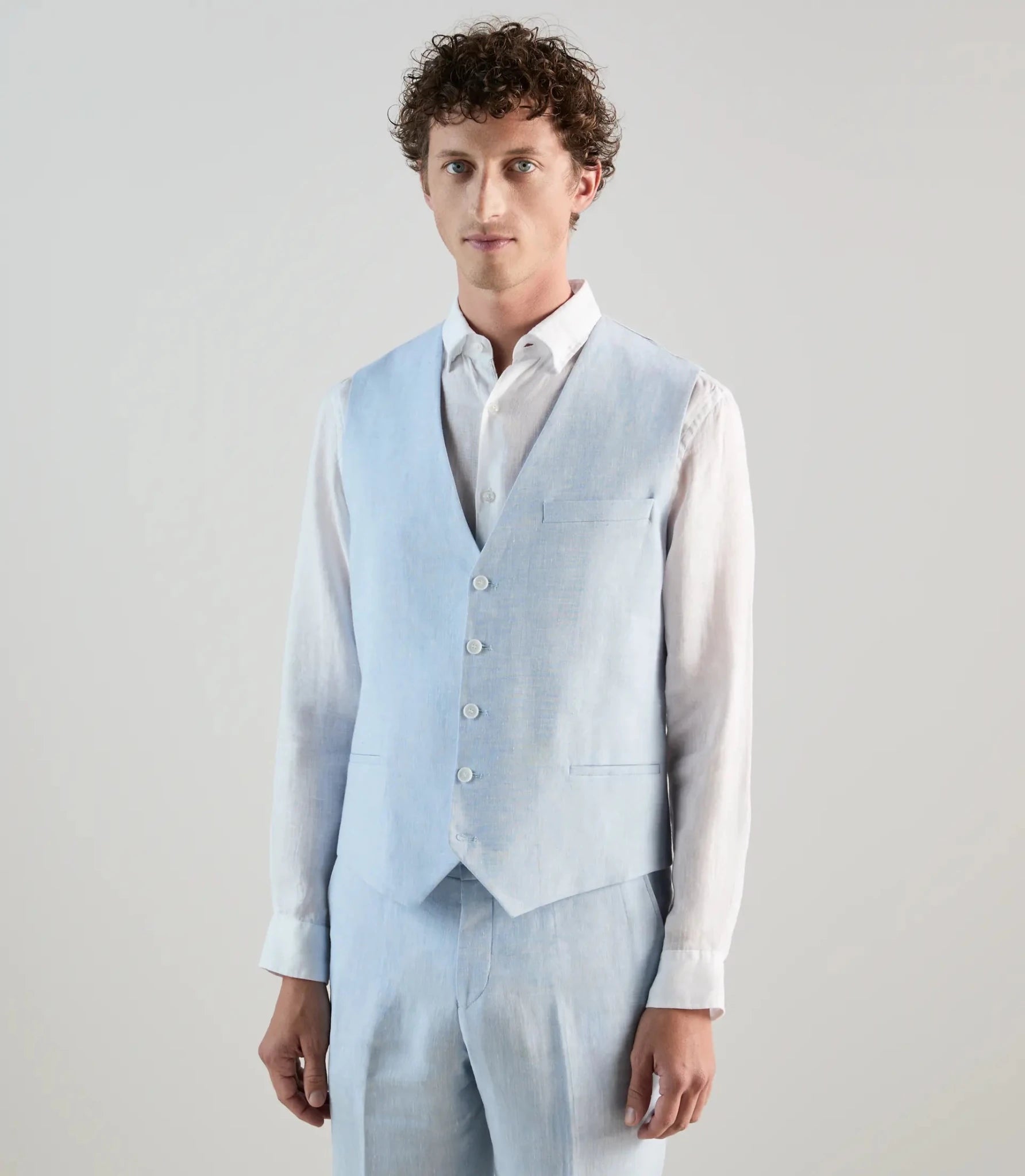 Gilet ville 100% lin bleu ciel - IZAC