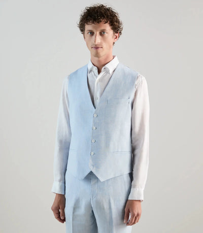 Gilet ville 100% lin bleu ciel - IZAC