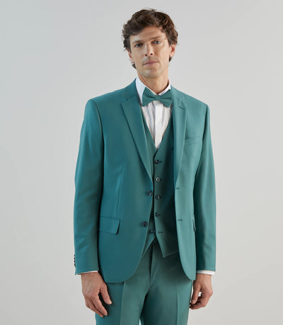 Costume 2 boutons en laine majoritaire vert - IZAC