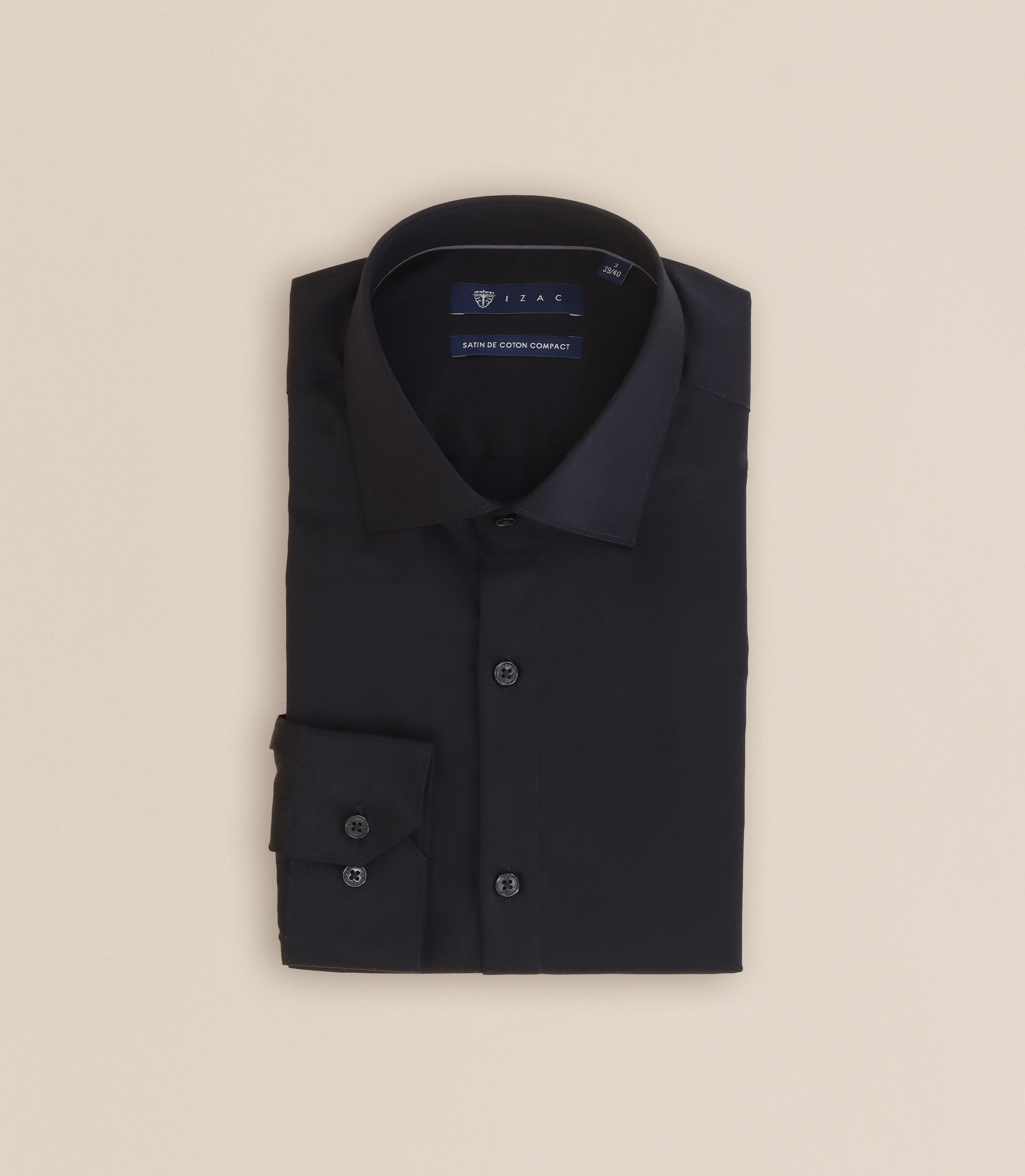 Chemise ville satin de coton noir - IZAC