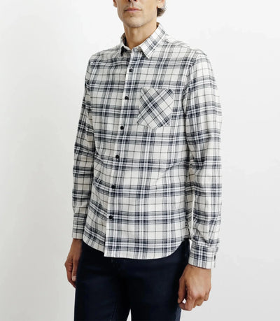 Chemise casual à petits carreaux écru - IZAC