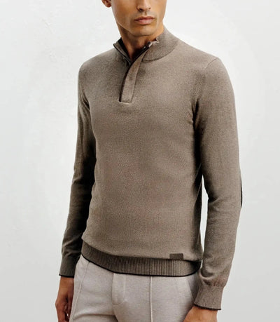 Pull col montant demi zippé taupe - IZAC