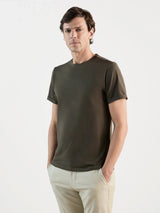 T-shirt col rond kaki foncé - IZAC