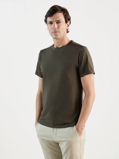 T-shirt col rond kaki foncé - IZAC