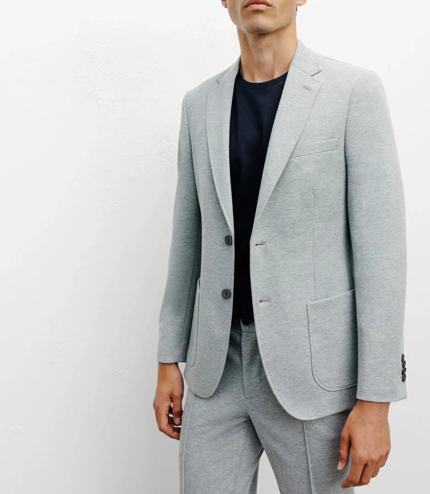 Veste ville en maille 2 boutons gris - IZAC