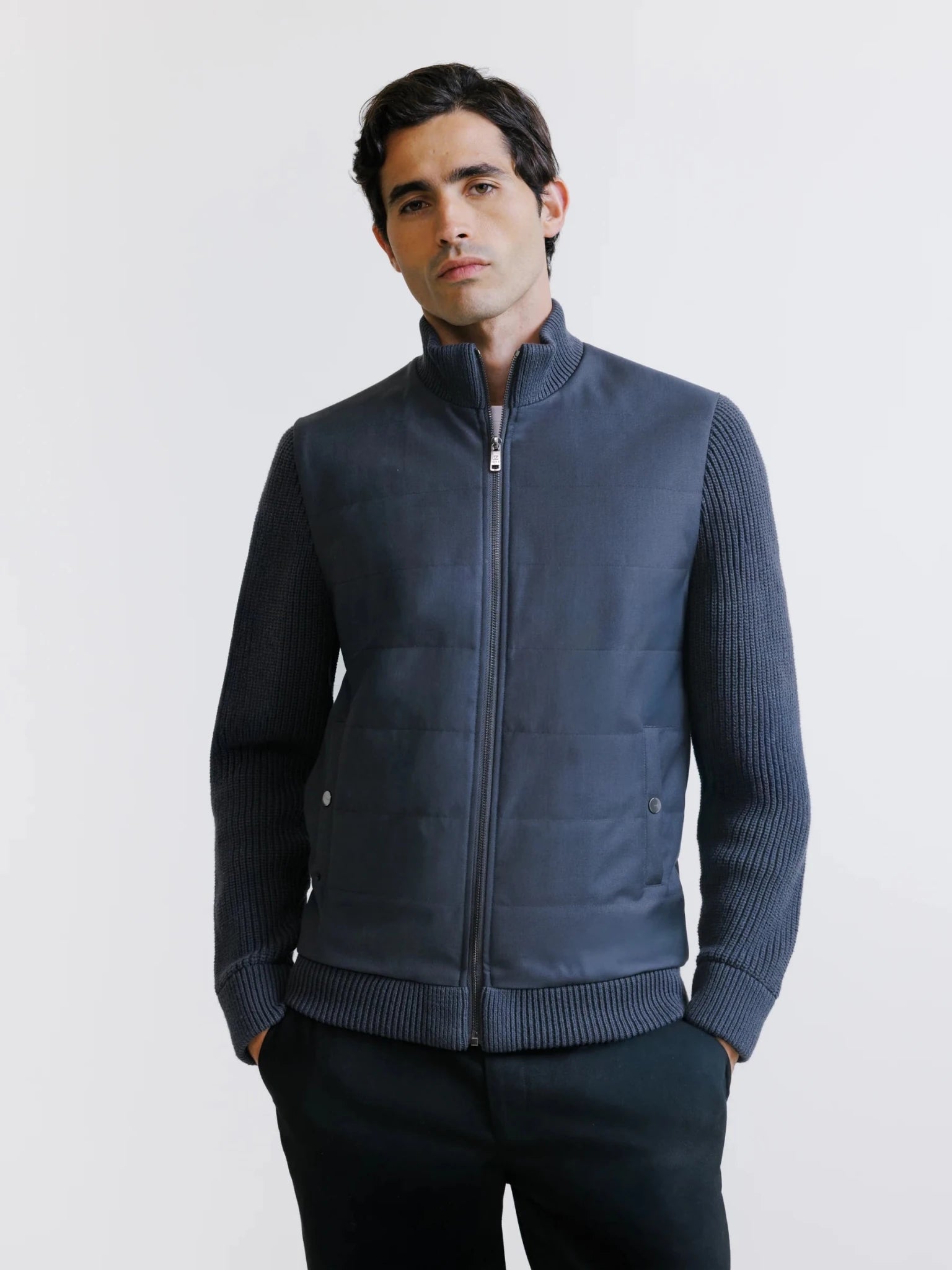 Gilet zippé bi-matière anthracite - IZAC