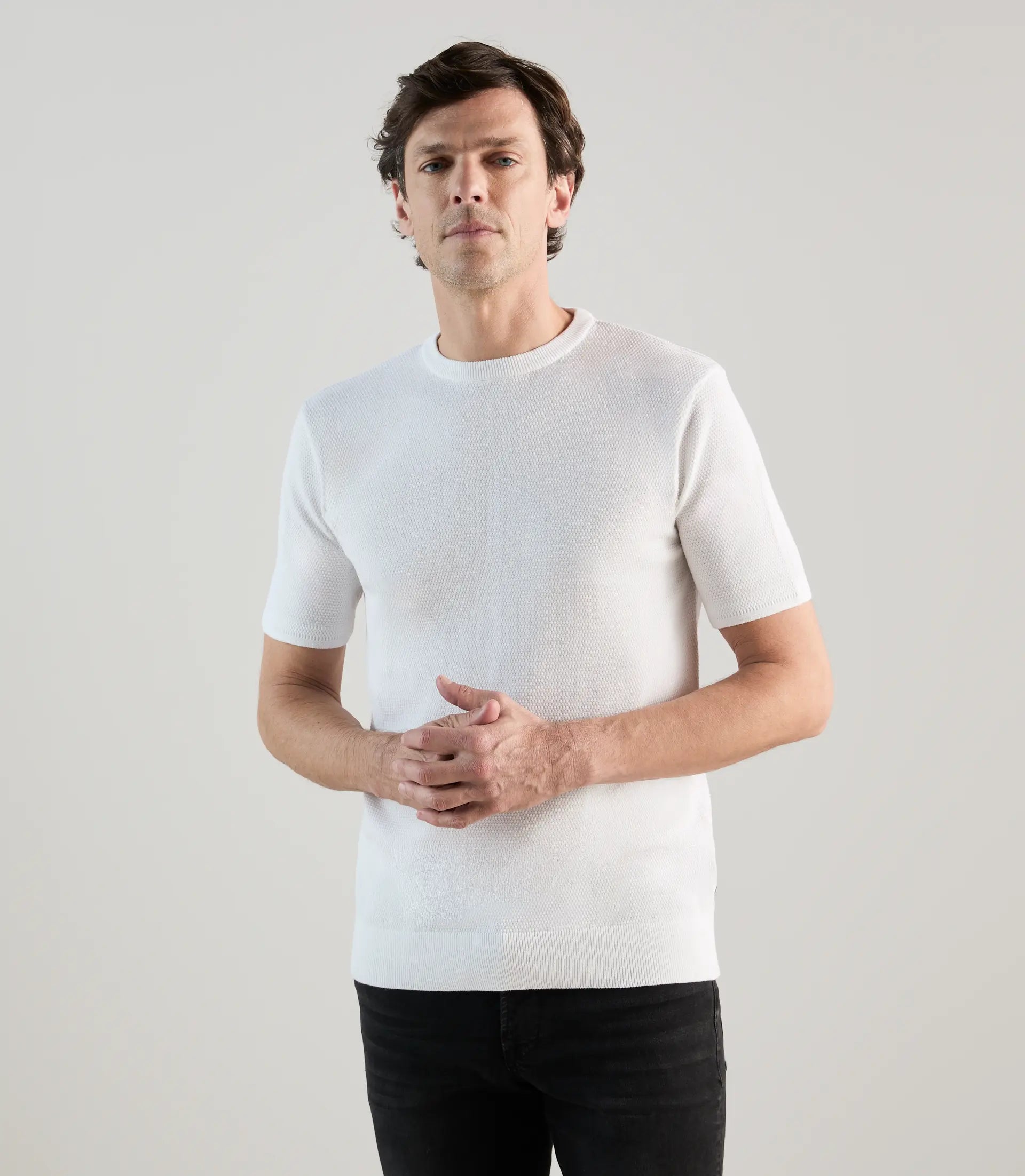 T-shirt à manches courtes en jeu de points blanc - IZAC