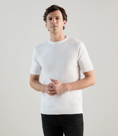 T-shirt à manches courtes en jeu de points blanc - IZAC