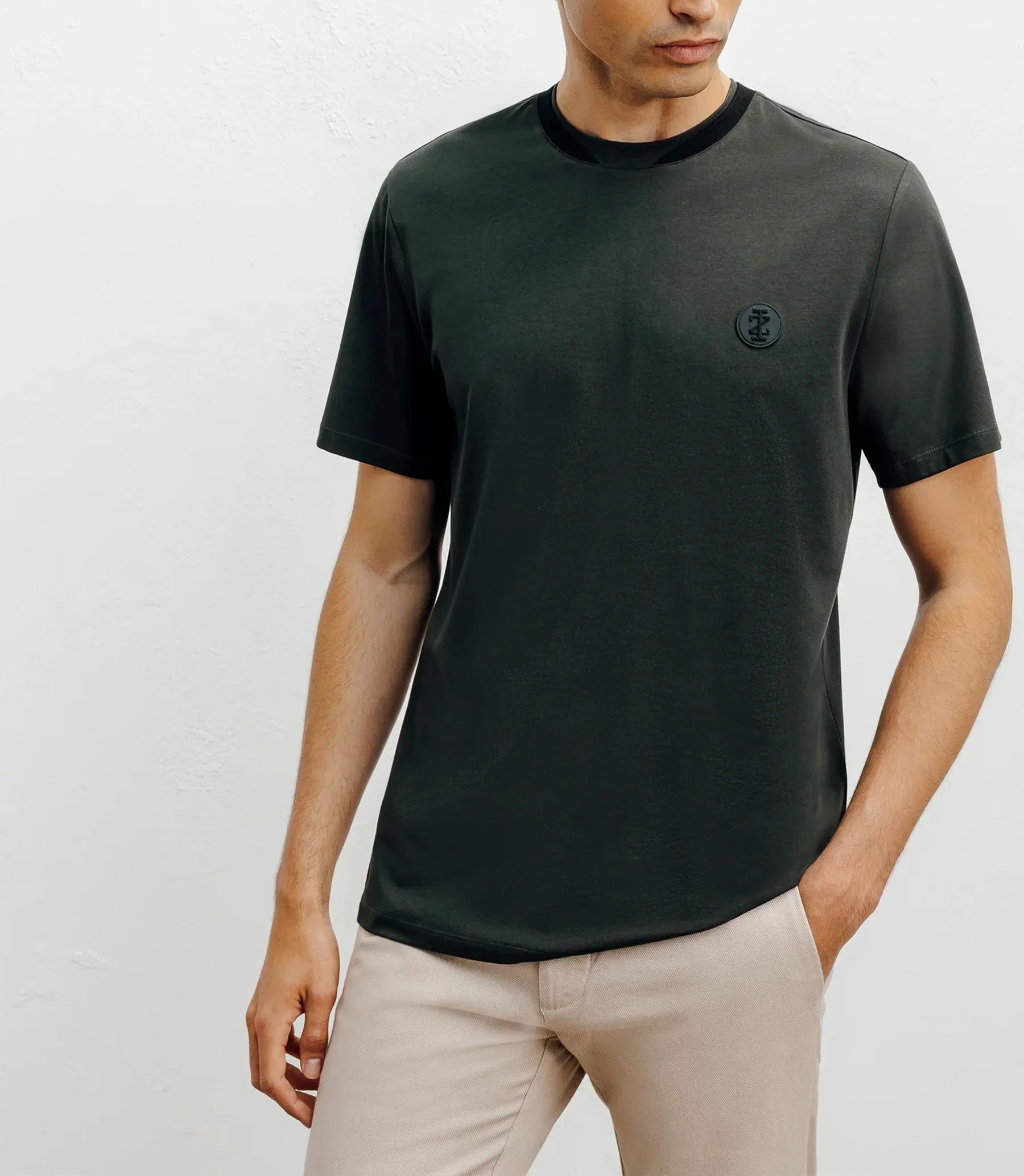 T-shirt col teddy kaki