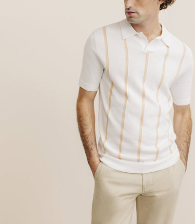 Polo en maille à rayures pêche - IZAC
