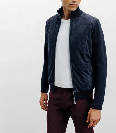Gilet zip bi-matière marine - IZAC