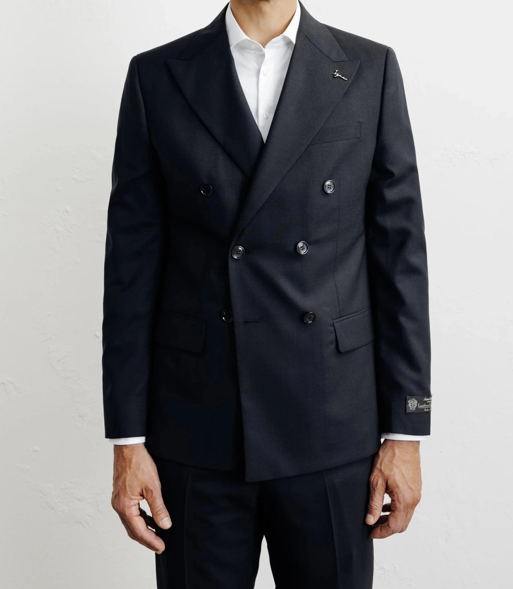 Costume croisé 100% laine noir - IZAC