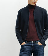 Zipped vest with navy stitch pattern