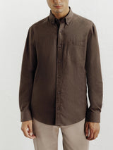 Chemise casual avec col boutonné marron - IZAC