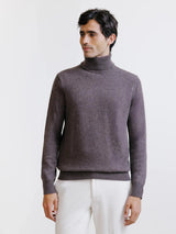 Pull en laine col roulé marron - IZAC