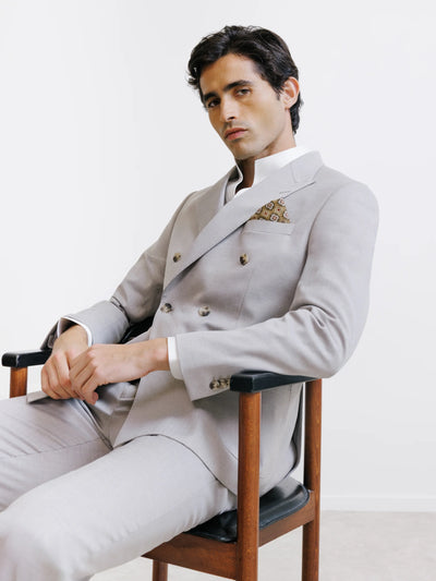 Beige double-breasted suit