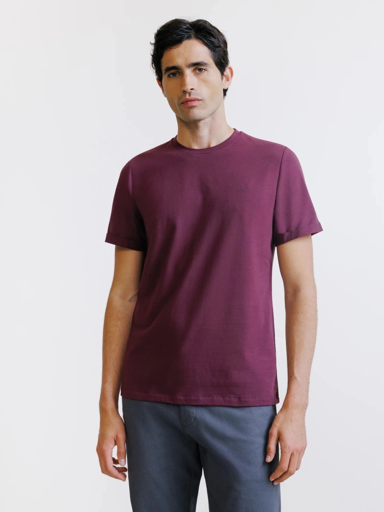 T-shirt col rond bordeaux - IZAC