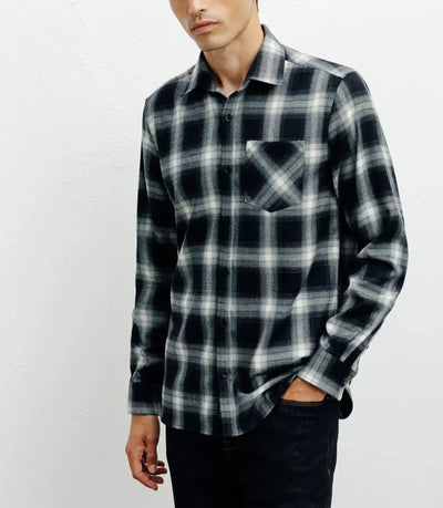 Chemise casual à petits carreaux marine - IZAC