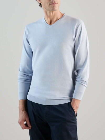 Pull col V bleu ciel - IZAC