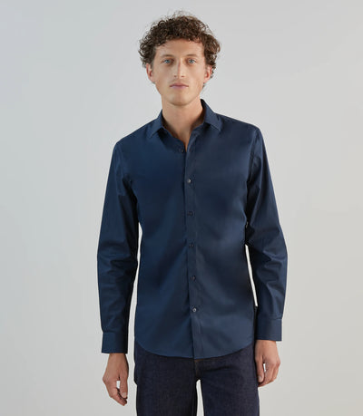 Chemise ville avec coudières marine - IZAC