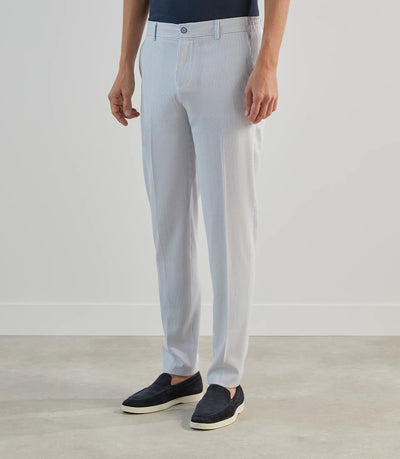 Pantalon ville en seersucker rayé bleu - IZAC
