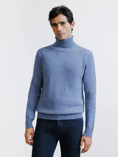 Pull en laine col roulé indigo - IZAC