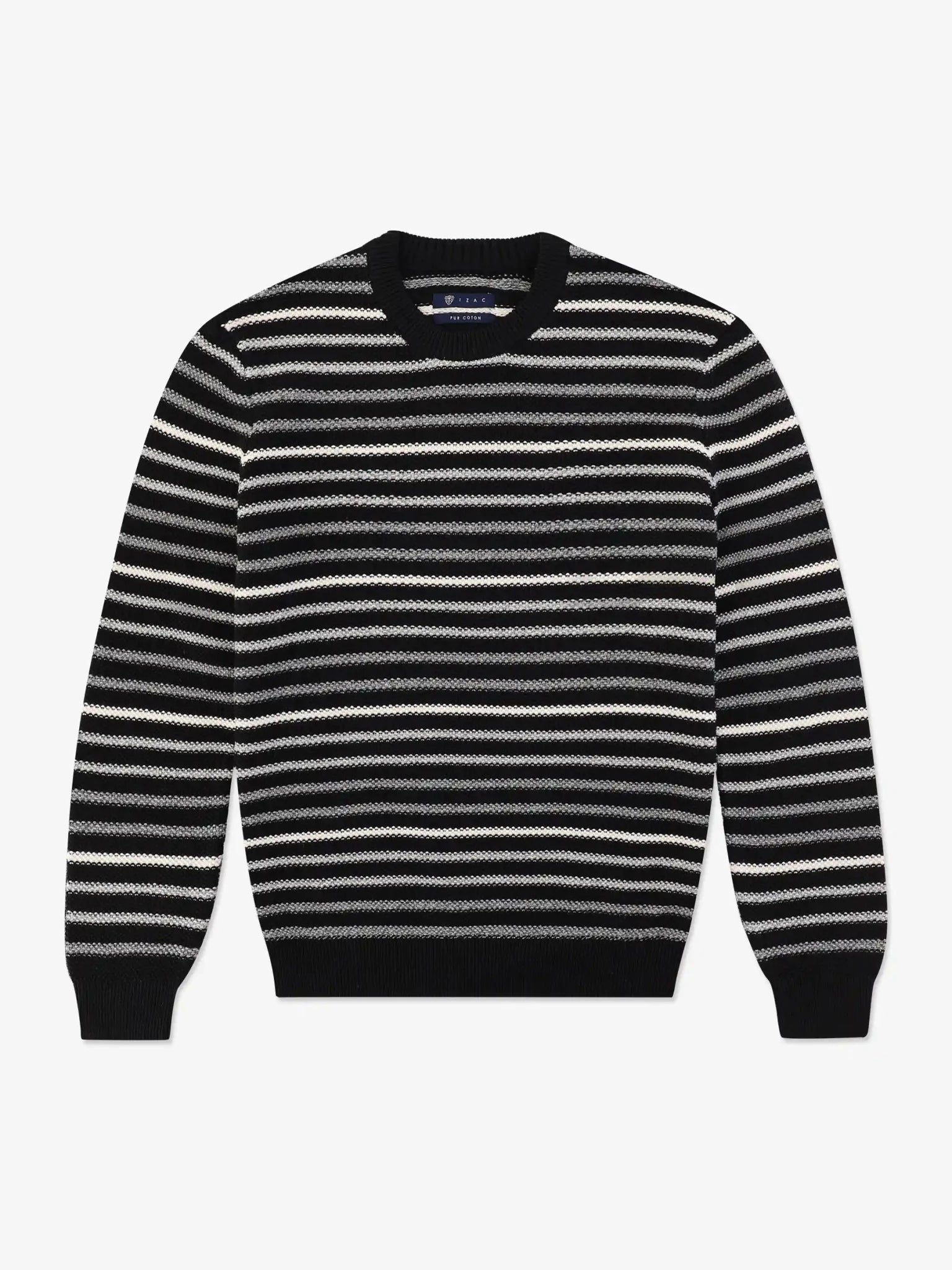 Pull col rond à rayures noir - IZAC