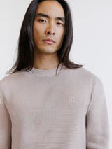 Pull col rond à jeu de points beige