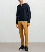 Pull col polo ouvert jeux de points marine - IZAC