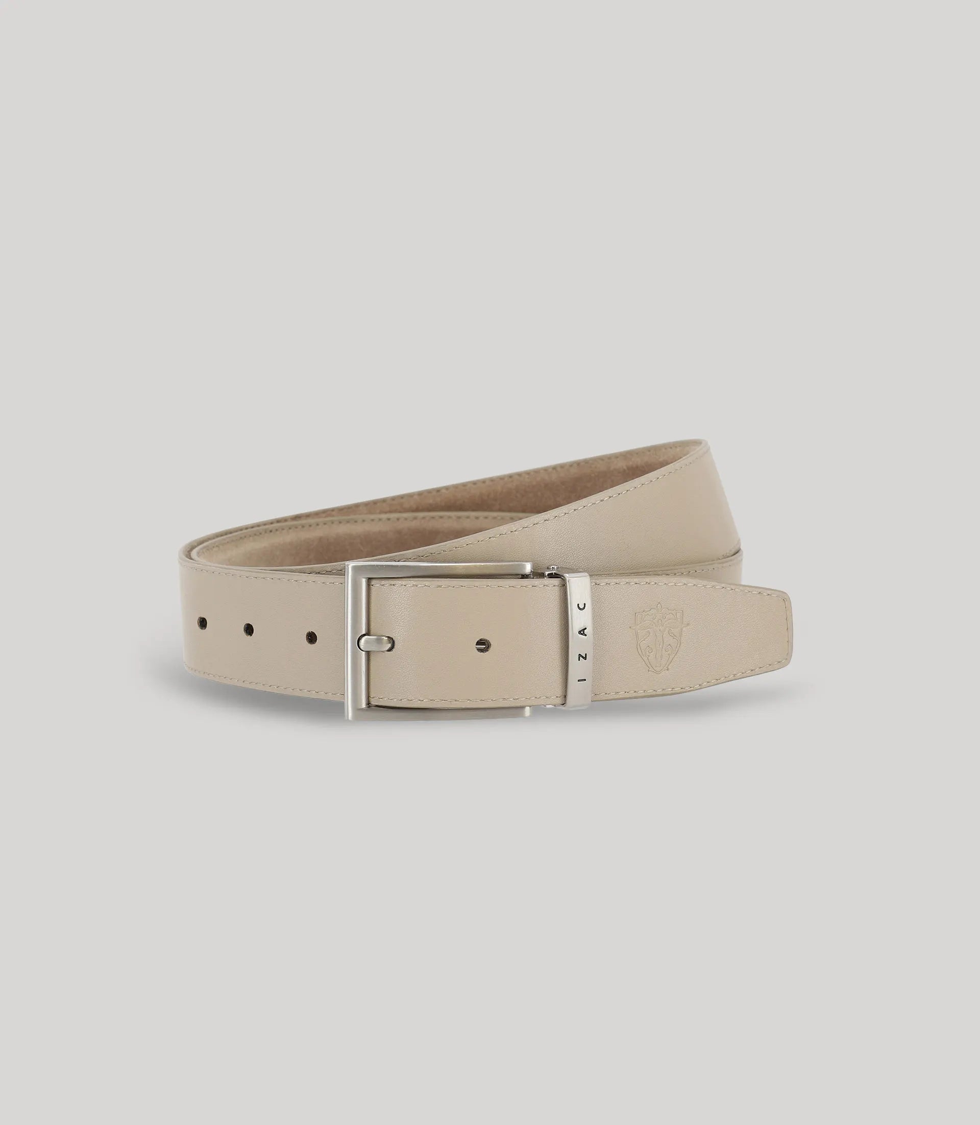 Ceinture réversible en cuir nubuck beige - IZAC