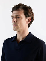 Polo col ouvert en maille marine - IZAC