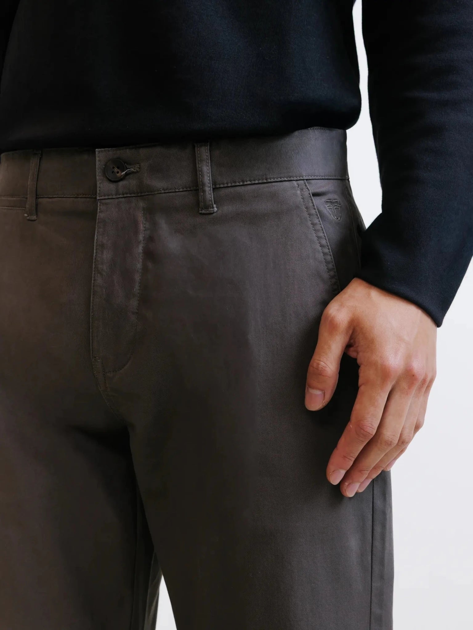 Pantalon coton stretch châtain - IZAC