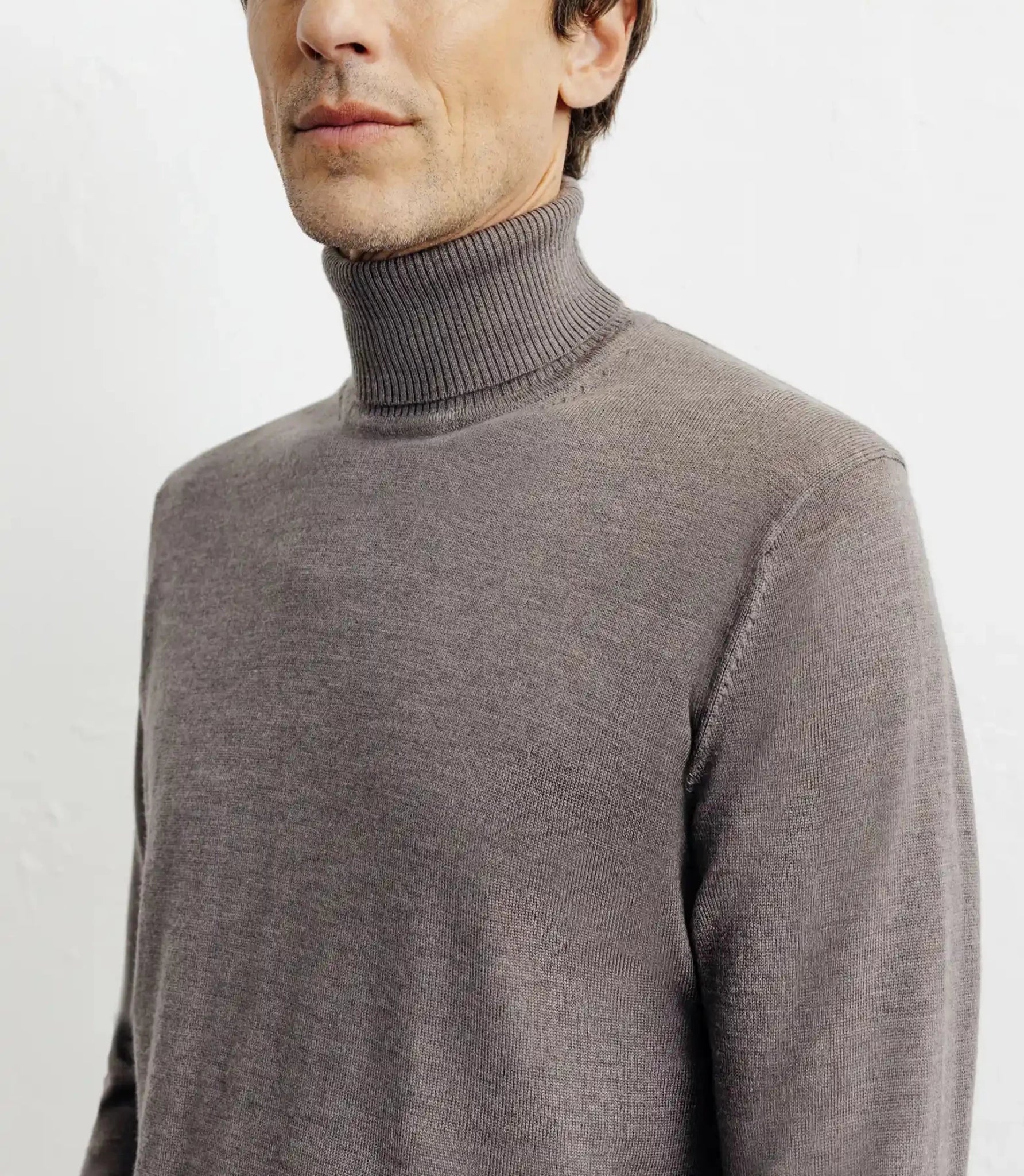 Pull col roulé châtain - IZAC