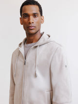 Blouson à capuche en suède beige - IZAC