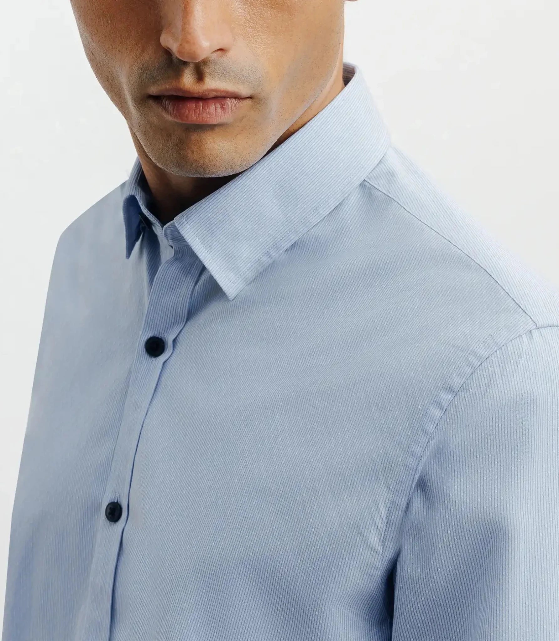 Chemise casual bleue avec des coudières en suède marine - IZAC