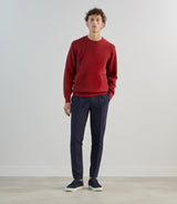 Pull col rond en jeu de points rouge foncé - IZAC
