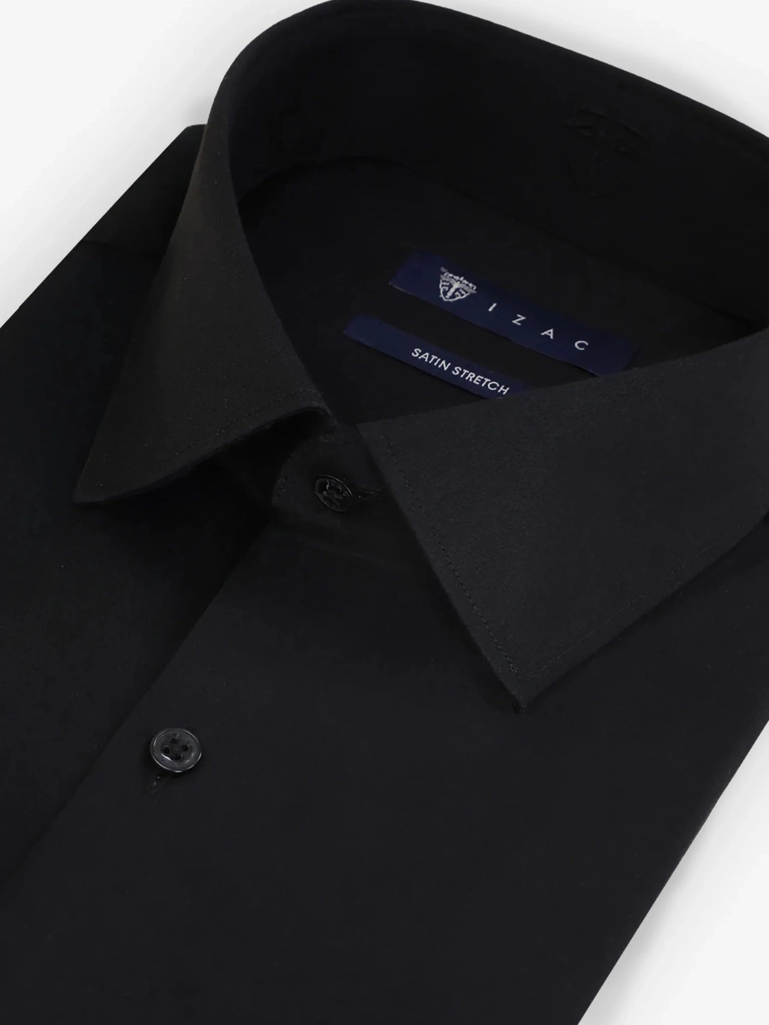 Chemise slim en satin de coton noire - IZAC