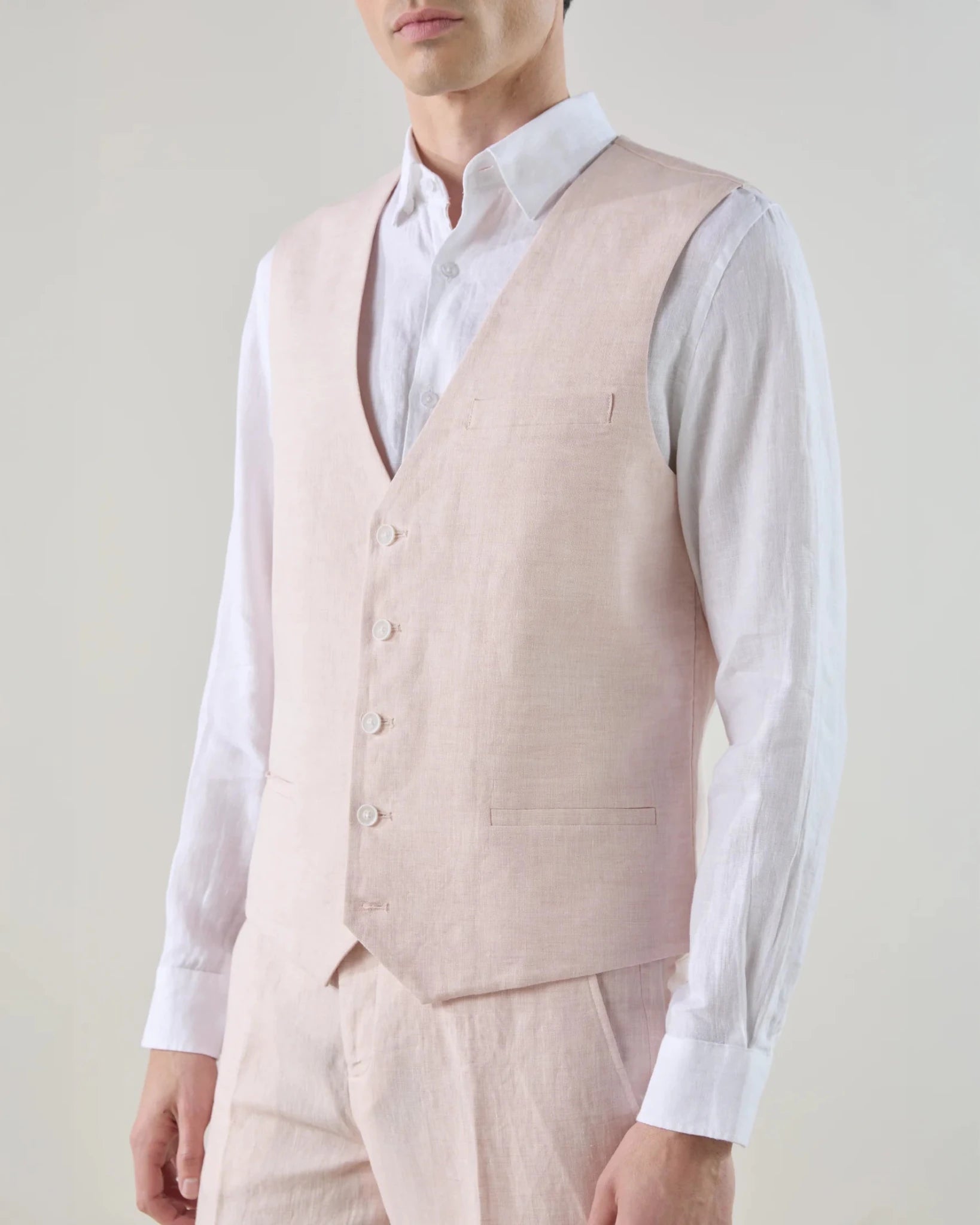 Gilet ville 100% lin rose - IZAC