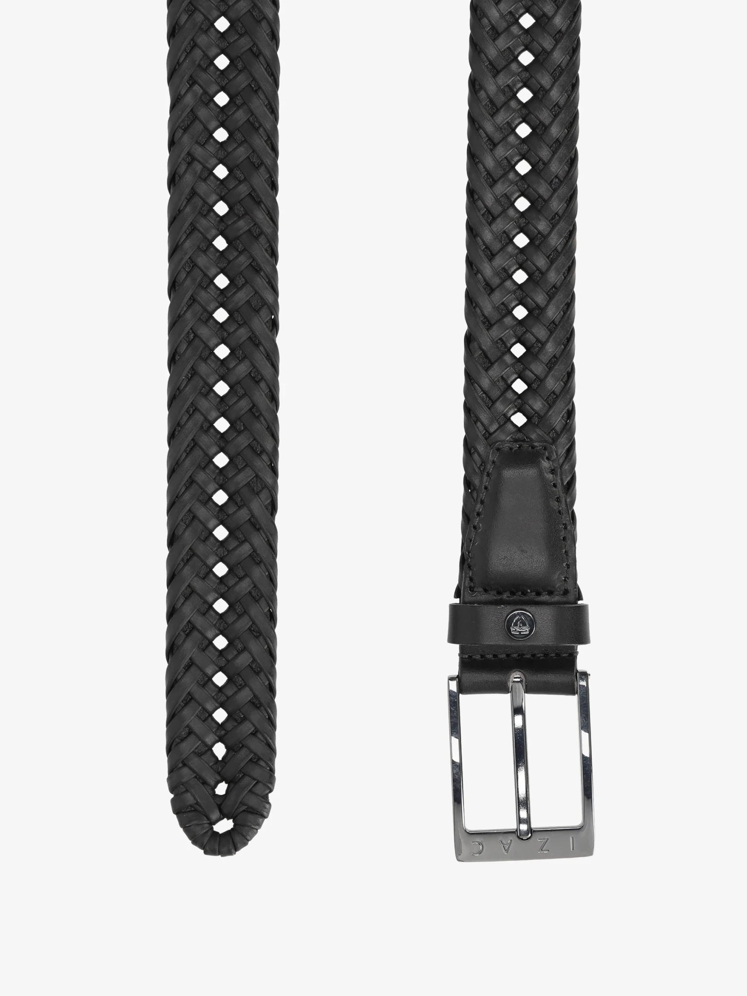 Ceinture tressée en cuir noir - IZAC
